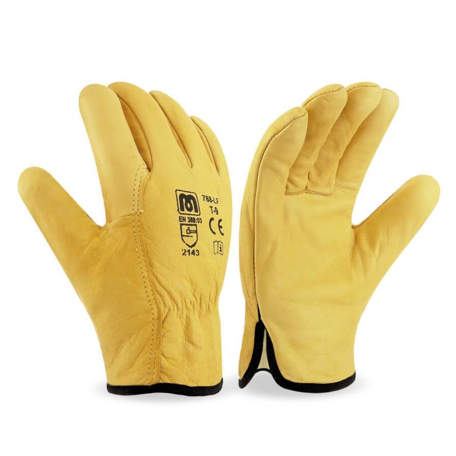 Guants Pell Flor Vaca Groc